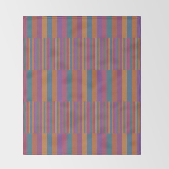 Mixed Stripes Pattern IX Retro Rainbow Throw Blanket Gallery Image 2