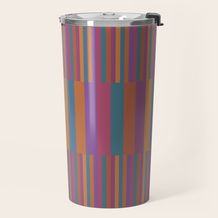 Mixed Stripes Pattern IX Retro Rainbow Travel Mug Gallery Image 2