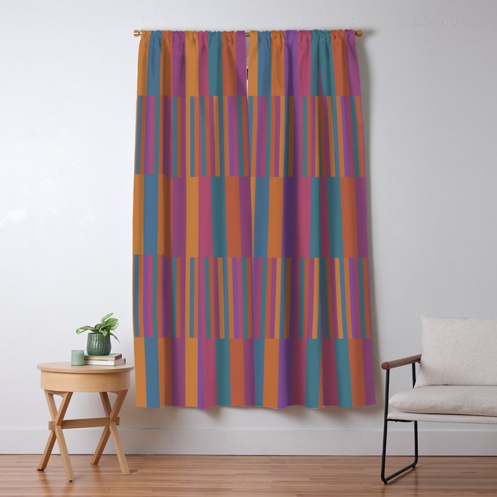 Mixed Stripes Pattern IX Retro Rainbow Window Curtain Gallery Image 5