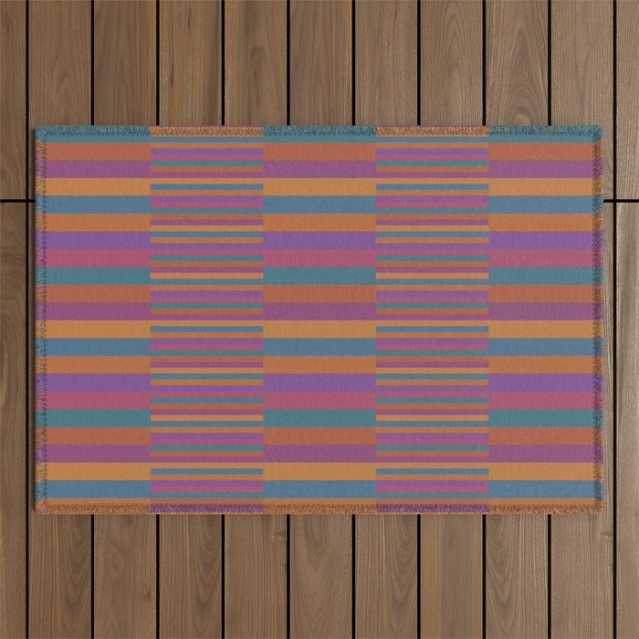 Mixed Stripes Pattern IX Retro Rainbow Outdoor Rug Gallery Image 1