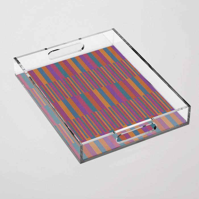 Mixed Stripes Pattern IX Retro Rainbow Acrylic Tray Gallery Image 1
