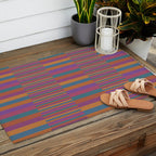 Mixed Stripes Pattern IX Retro Rainbow Outdoor Rug Gallery Image 2