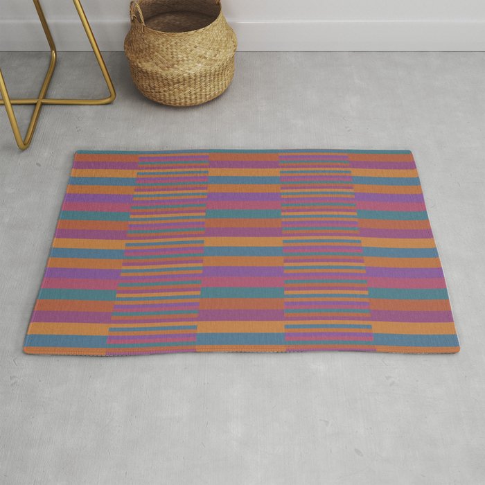 Mixed Stripes Pattern IX Retro Rainbow Rug Gallery Image 1