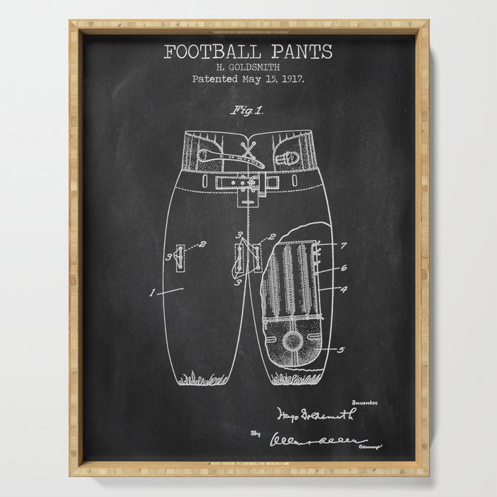 Football Pants chalkboard patent Serving Tray Gallery Image 1