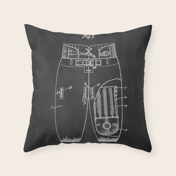 Football Pants chalkboard patent Throw Pillow Gallery Image 6
