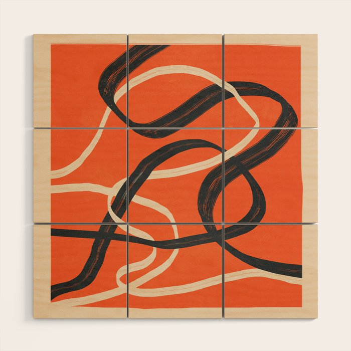 Minimal Abstract Lines Dance 2 Wood Wall Art Gallery Image 1