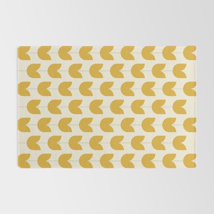 Spring Tulips II Yellow Mid Century Flowers Rug Gallery Image 2