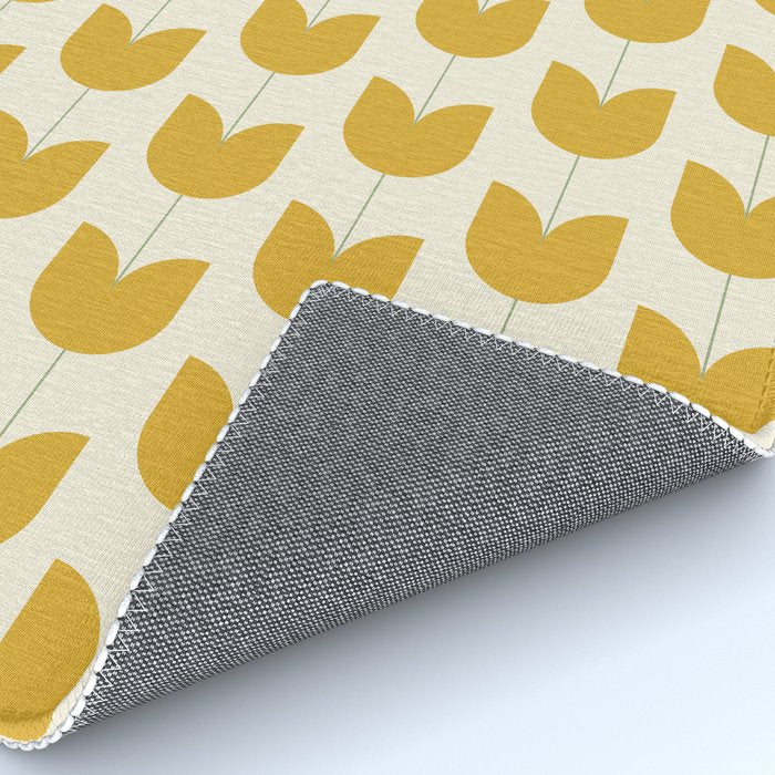 Spring Tulips II Yellow Mid Century Flowers Rug Gallery Image 4