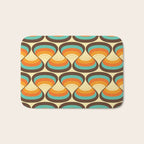 Wavy Turquoise Orange and Brown Retro Lines Bath Mat Gallery Image 1