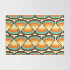 Wavy Turquoise Orange and Brown Retro Lines Rug Gallery Image 2