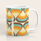 Wavy Turquoise Orange and Brown Retro Lines Coffee Mug Gallery Image 1