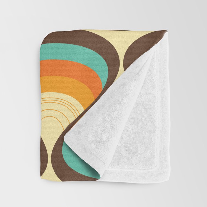 Wavy Turquoise Orange and Brown Retro Lines Throw Blanket Gallery Image 3