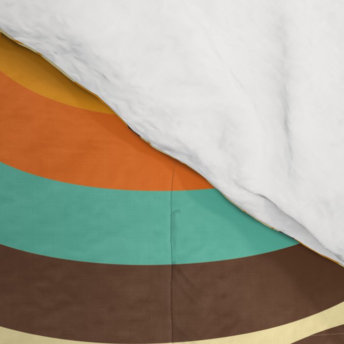 Wavy Turquoise Orange and Brown Retro Lines Comforter Gallery Image 4