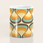Wavy Turquoise Orange and Brown Retro Lines Coffee Mug Gallery Image 4