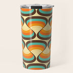 Wavy Turquoise Orange and Brown Retro Lines Travel Mug Gallery Image 1