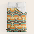 Wavy Turquoise Orange and Brown Retro Lines Comforter Gallery Image 6