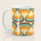 Wavy Turquoise Orange and Brown Retro Lines Coffee Mug Gallery Image 3