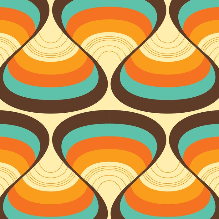 Wavy Turquoise Orange and Brown Retro Lines Coffee Mug Gallery Image 2