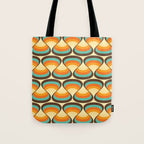 Wavy Turquoise Orange and Brown Retro Lines Tote Bag Gallery Image 1