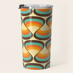 Wavy Turquoise Orange and Brown Retro Lines Travel Mug Gallery Image 3