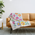 Retro Flower Pattern #2  Throw Blanket Gallery Image 1
