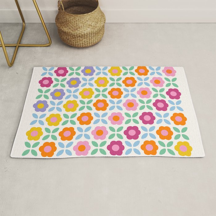 Retro Flower Pattern #2  Rug Gallery Image 1