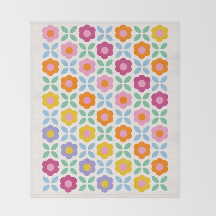 Retro Flower Pattern #2  Throw Blanket Gallery Image 2