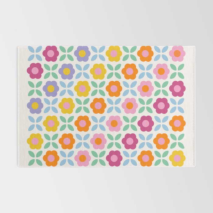 Retro Flower Pattern #2  Rug Gallery Image 2