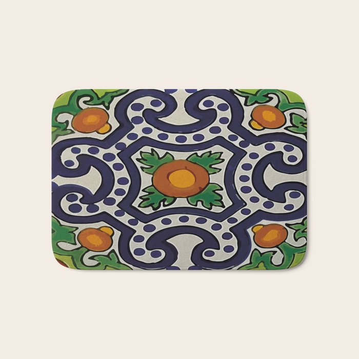 Oranges talavera tile abstract pattern modern decoration Bath Mat Gallery Image 1