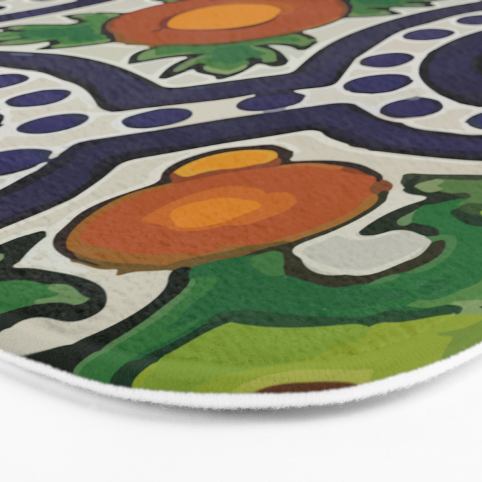 Oranges talavera tile abstract pattern modern decoration Bath Mat Gallery Image 3