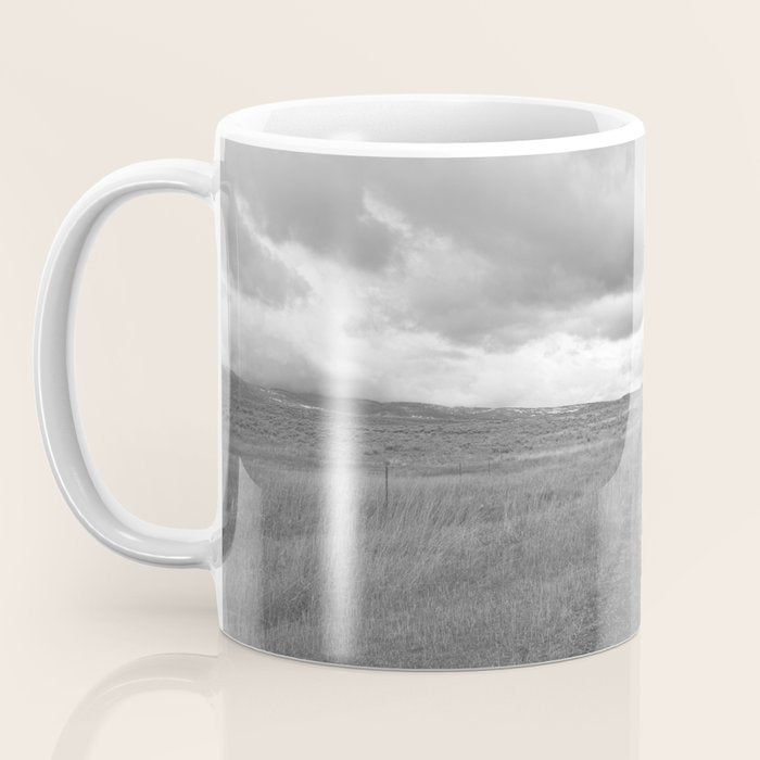 Black and White Montana Landscape Photography | Storm Clouds Photography | Prairie Photography | Western Landscape Coffee Mug Gallery Image 3