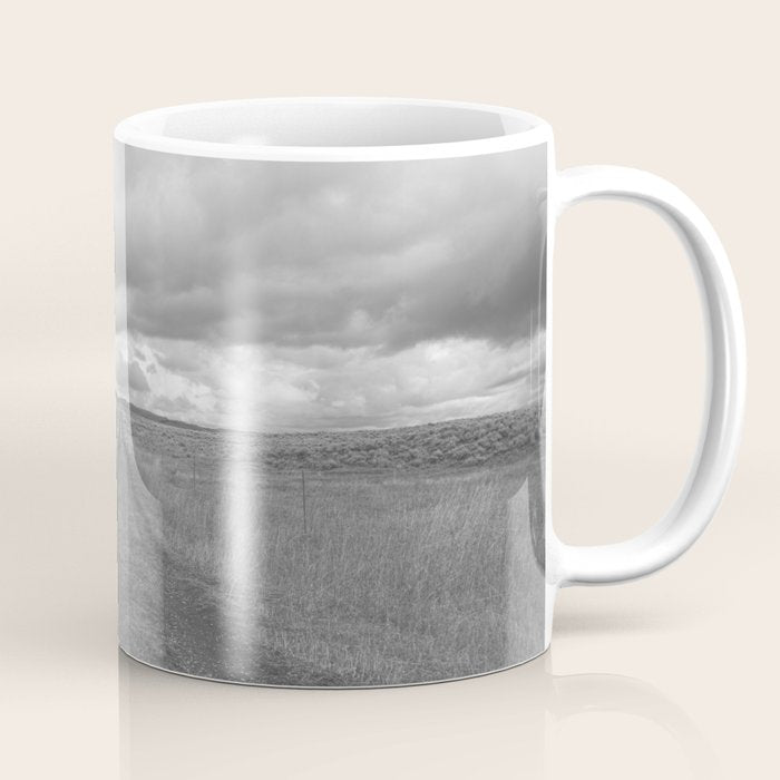 Black and White Montana Landscape Photography | Storm Clouds Photography | Prairie Photography | Western Landscape Coffee Mug Gallery Image 1