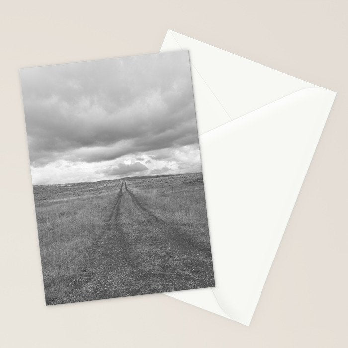 Black and White Montana Landscape Photography | Storm Clouds Photography | Prairie Photography | Western Landscape Stationery Card Gallery Image 2
