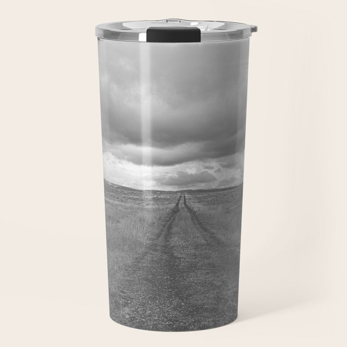 Black and White Montana Landscape Photography | Storm Clouds Photography | Prairie Photography | Western Landscape Travel Mug Gallery Image 1