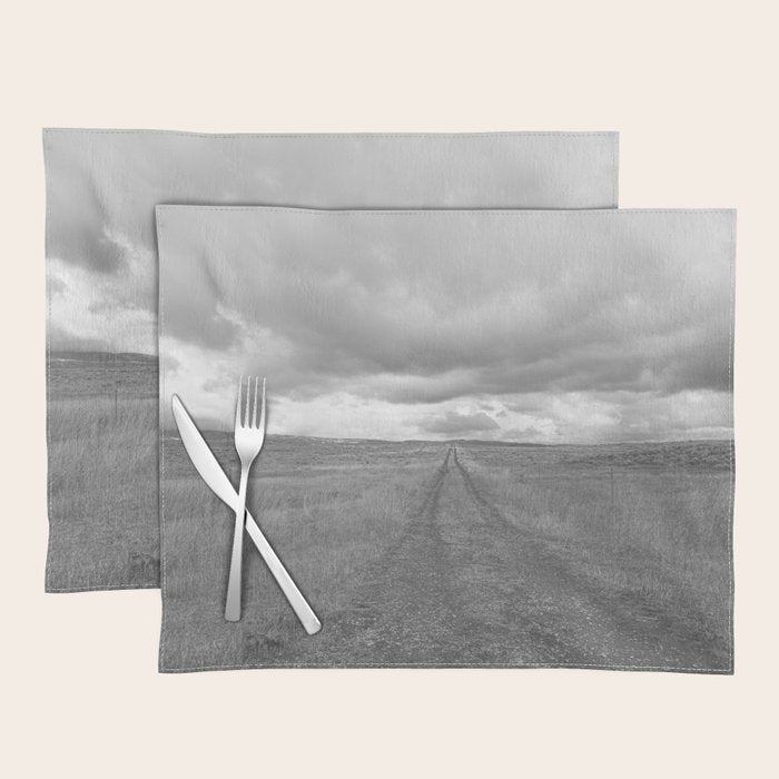 Black and White Montana Landscape Photography | Storm Clouds Photography | Prairie Photography | Western Landscape Placemat Gallery Image 1