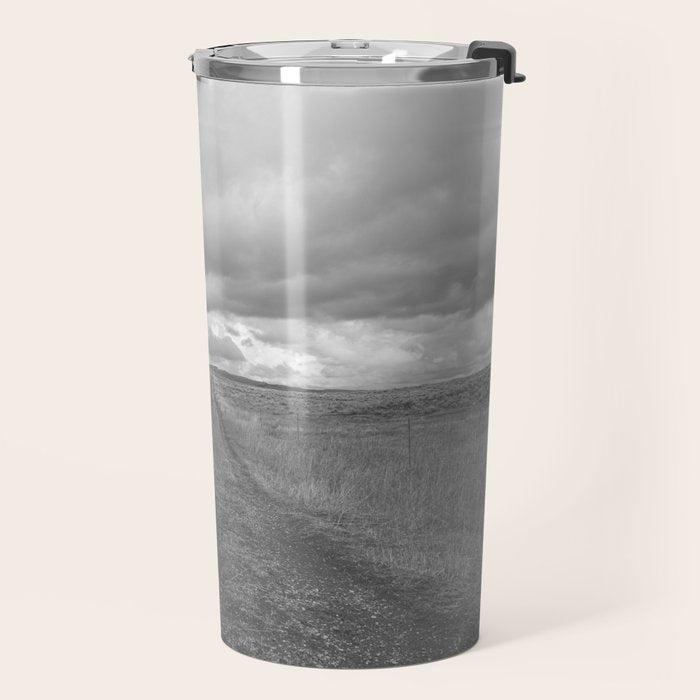 Black and White Montana Landscape Photography | Storm Clouds Photography | Prairie Photography | Western Landscape Travel Mug Gallery Image 2