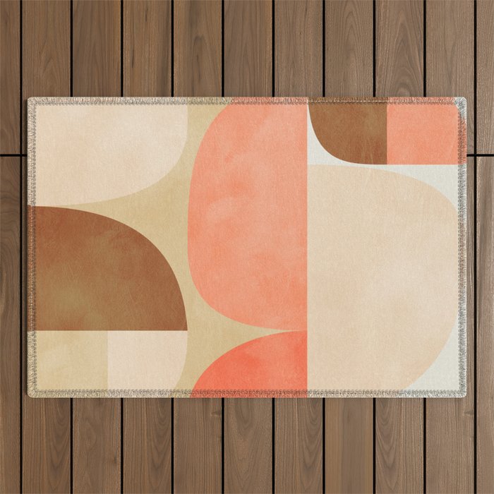 mid century geometric abstract 6 Outdoor Rug Gallery Image 1