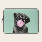 Bubble Gum Black Pug in Green Laptop Sleeve Gallery Image 2