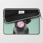 Bubble Gum Black Pug in Green Laptop Sleeve Gallery Image 2