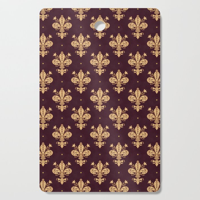 Fleur De Lis In Royal Burgundy and Gold Cutting Board Gallery Image 1