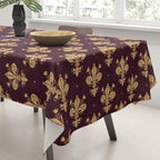 Fleur De Lis In Royal Burgundy and Gold Tablecloth Gallery Image 3