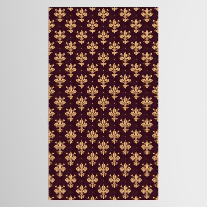 Fleur De Lis In Royal Burgundy and Gold Tablecloth Gallery Image 2