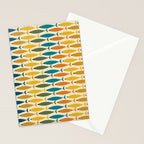 Mid-Century Modern Fish Stripes in Moroccan Teal, Green, Orange, Mustard, and Cream Stationery Card Gallery Image 2