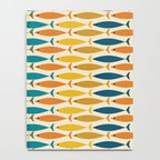 Mid-Century Modern Fish Stripes in Moroccan Teal, Green, Orange, Mustard, and Cream Notebook Gallery Image 4