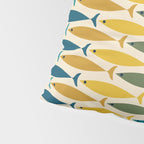 Mid-Century Modern Fish Stripes in Moroccan Teal, Green, Orange, Mustard, and Cream Pillow Sham Gallery Image 4