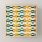 Mid-Century Modern Fish Stripes in Moroccan Teal, Green, Orange, Mustard, and Cream Mini Art Print Gallery Image 1