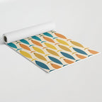 Mid-Century Modern Fish Stripes in Moroccan Teal, Green, Orange, Mustard, and Cream Yoga Mat Gallery Image 2