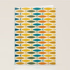 Mid-Century Modern Fish Stripes in Moroccan Teal, Green, Orange, Mustard, and Cream Stationery Card Gallery Image 2
