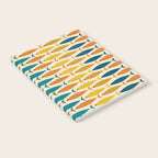 Mid-Century Modern Fish Stripes in Moroccan Teal, Green, Orange, Mustard, and Cream Notebook Gallery Image 2