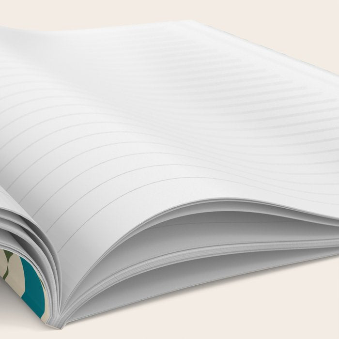 Mid-Century Modern Fish Stripes in Moroccan Teal, Green, Orange, Mustard, and Cream Notebook Gallery Image 2